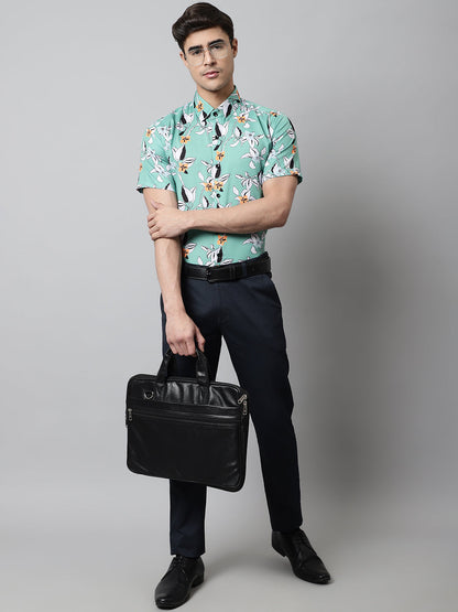 Jainish Men's Green Classic Printed Formal Shirt - Distacart