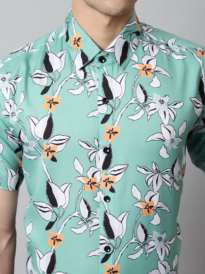 Jainish Men's Green Classic Printed Formal Shirt - Distacart
