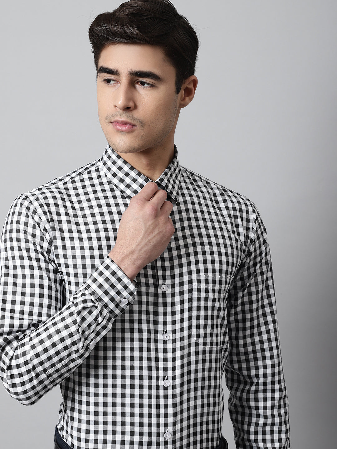 Jainish Men's Black Checks Pure Cotton Formal Shirt - Distacart