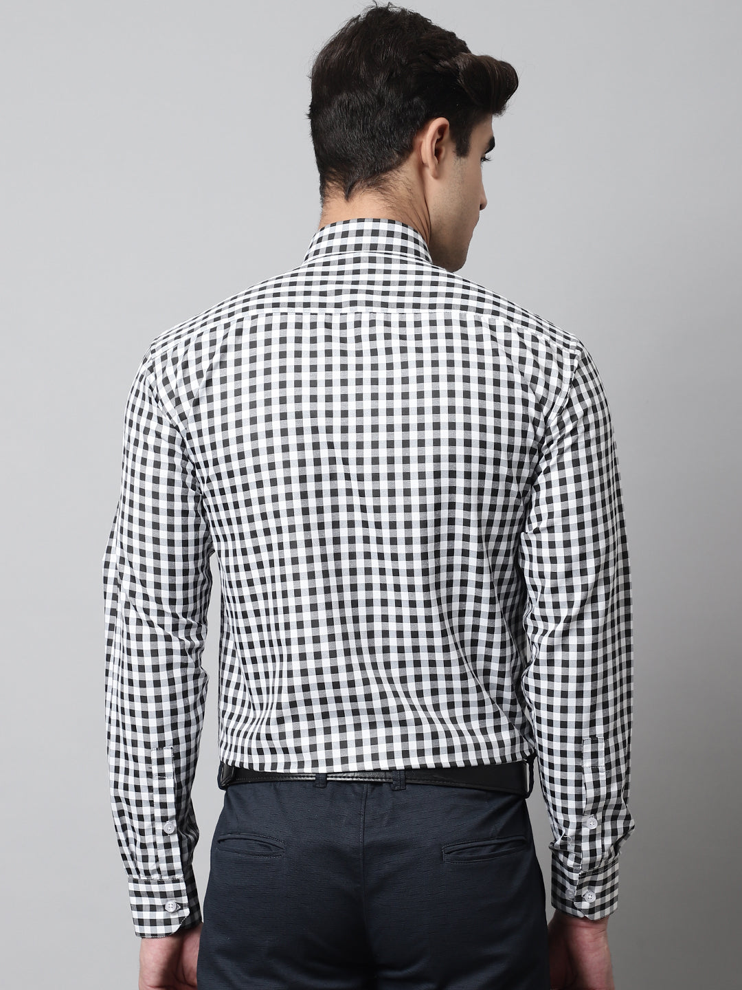 Jainish Men's Black Checks Pure Cotton Formal Shirt - Distacart