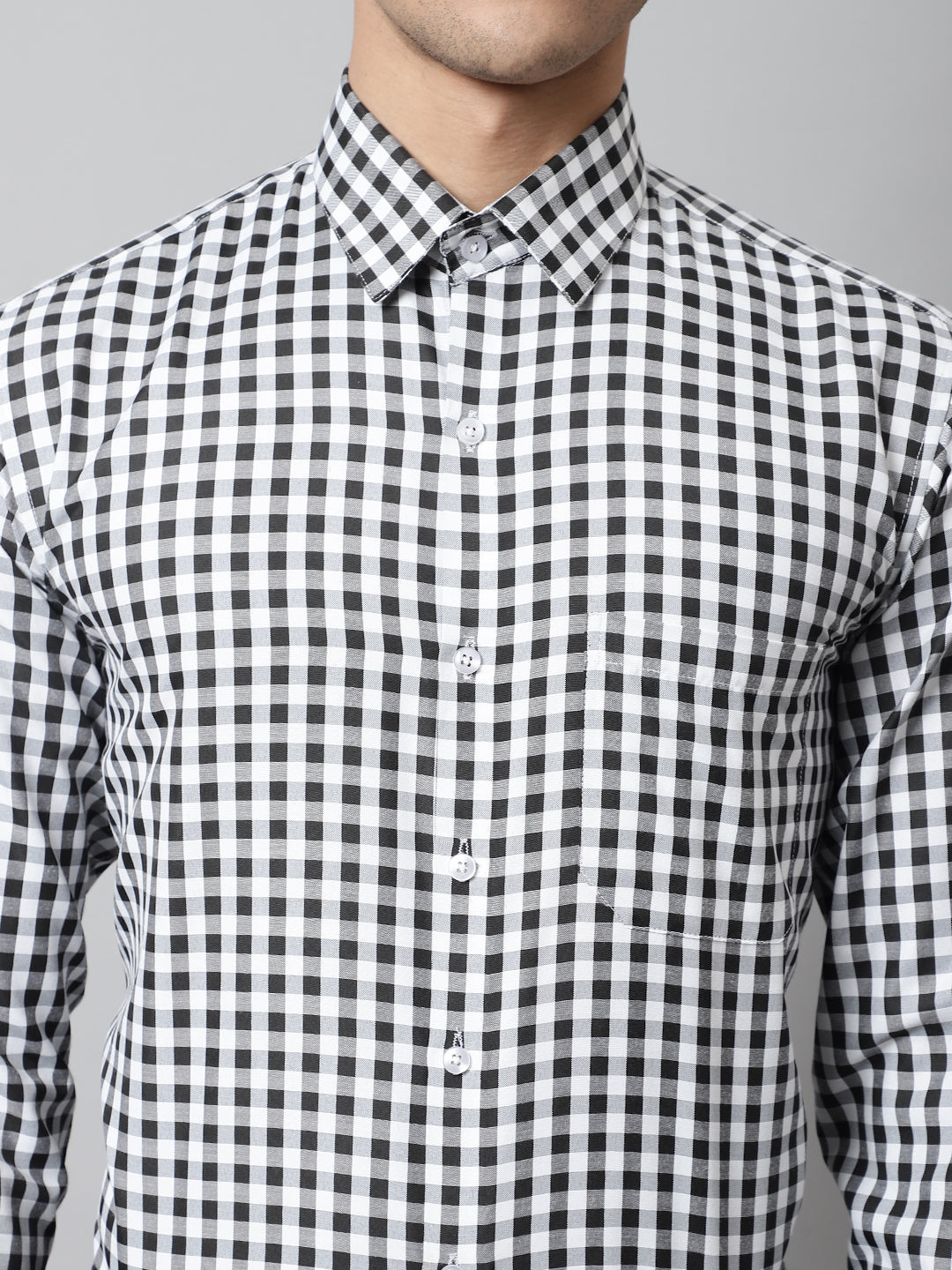 Jainish Men's Black Checks Pure Cotton Formal Shirt - Distacart