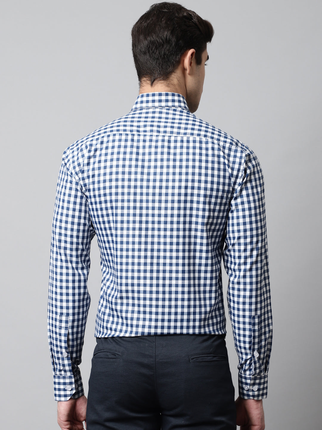 Jainish Men's Blue Checks Pure Cotton Formal Shirt - Distacart