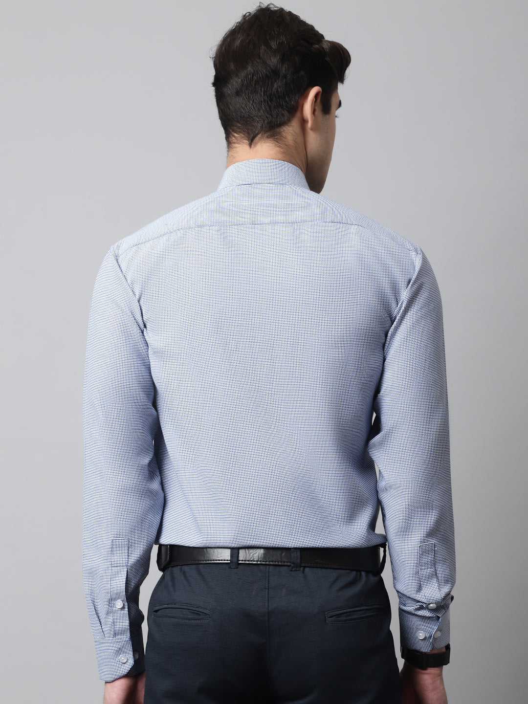 Jainish Men's Blue Checks Pure Cotton Formal Shirt - Distacart
