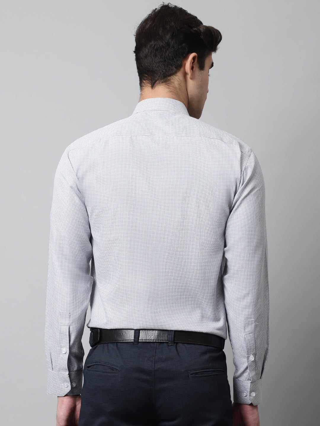 Jainish Men's Light Grey Checks Pure Cotton Formal Shirt - Distacart
