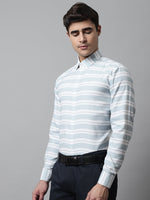 Thumbnail for Jainish Men's Sky Blue Classic Horizontal Striped Formal Shirt - Distacart