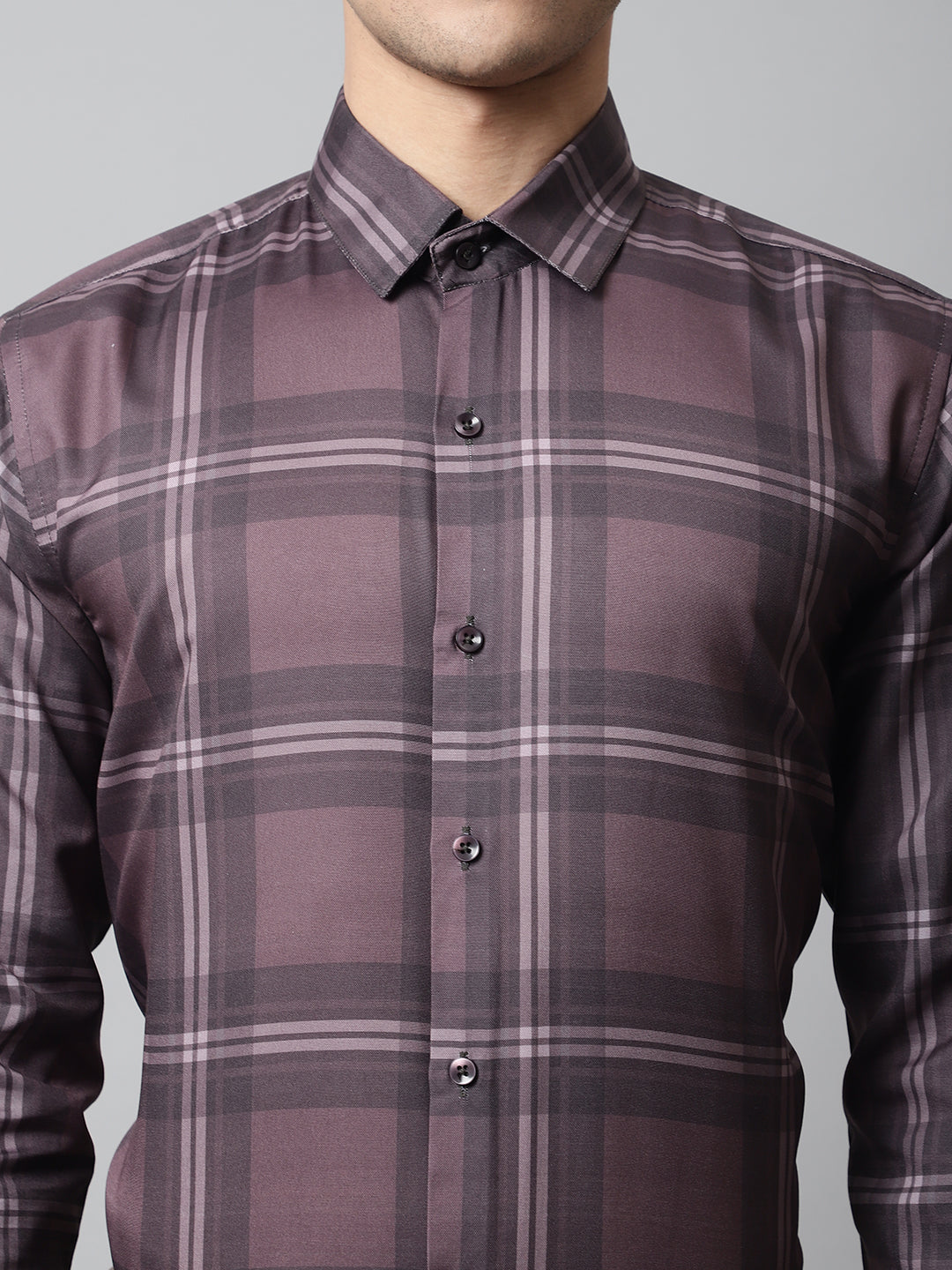 Jainish Men's Brown Checks Regular Fit Cotton Formal Shirt - Distacart