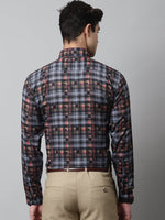 Thumbnail for Jainish Men's Grey Checks Regular Fit Cotton Formal Shirt - Distacart