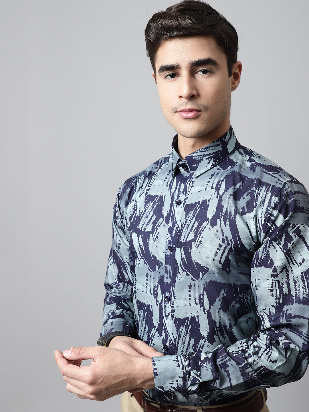 Jainish Men's Green Classic Printed Formal Shirt - Distacart