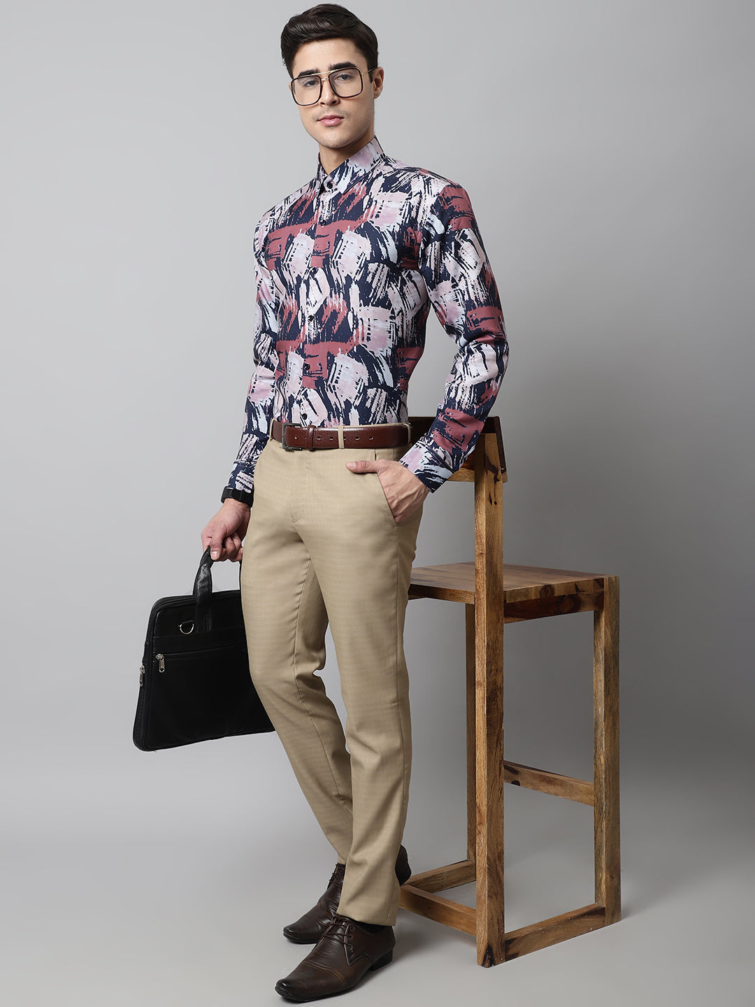 Jainish Men's Grey Classic Printed Formal Shirt - Distacart