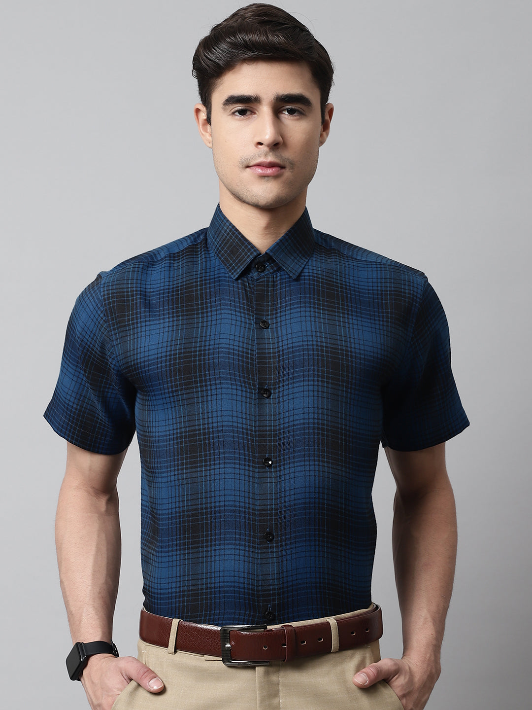 Jainish Men's Peacock Checks Regular Fit Cotton Formal Shirt - Distacart