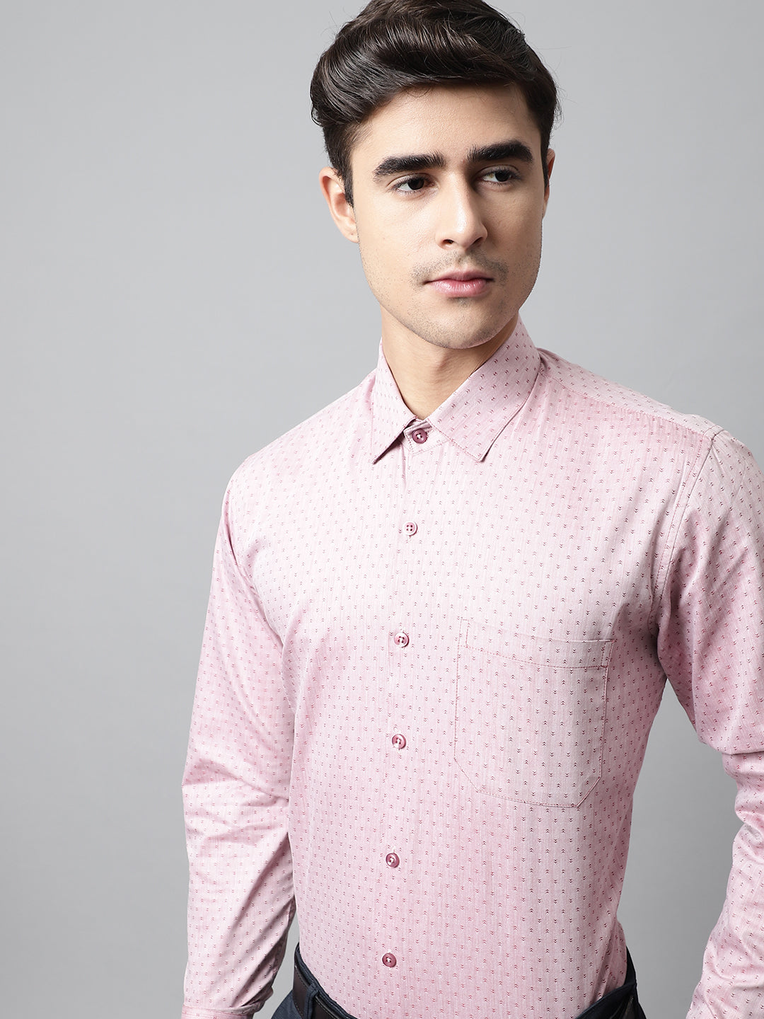 Jainish Men's Coral Red Micro Ditsy Printed Pure Cotton Formal Shirt - Distacart