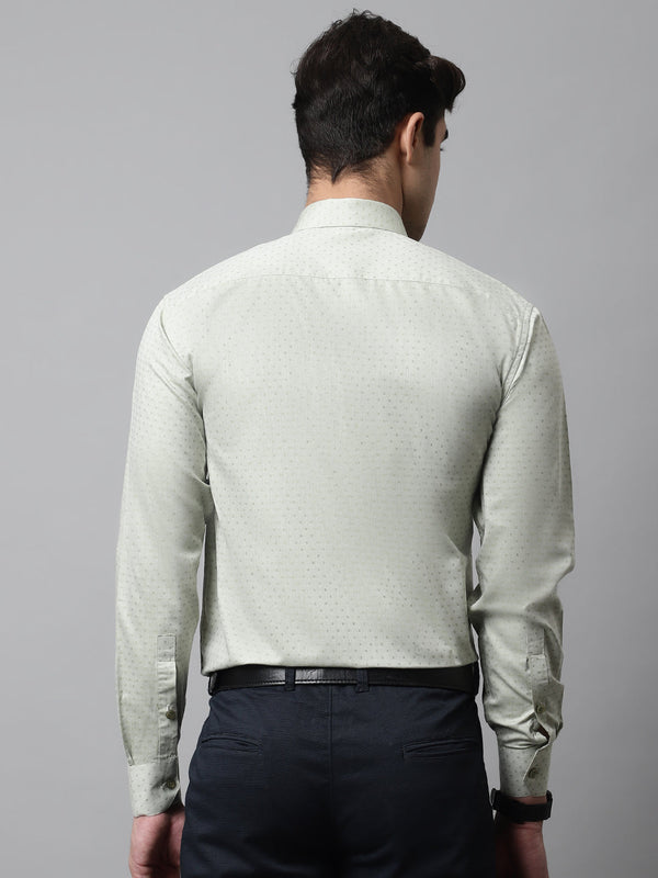 Jainish Men's Pista Green Micro Ditsy Printed Pure Cotton Formal Shirt - Distacart