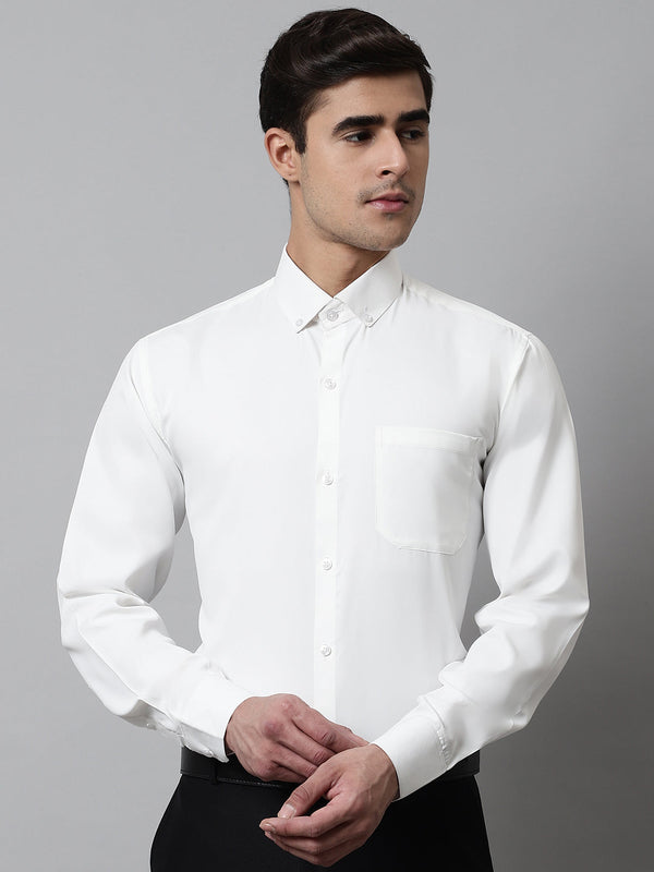 Jainish Men's White Classic Cotton Formal Shirt - Distacart