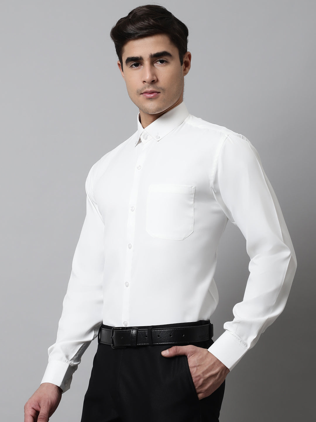 Jainish Men's White Classic Cotton Formal Shirt - Distacart