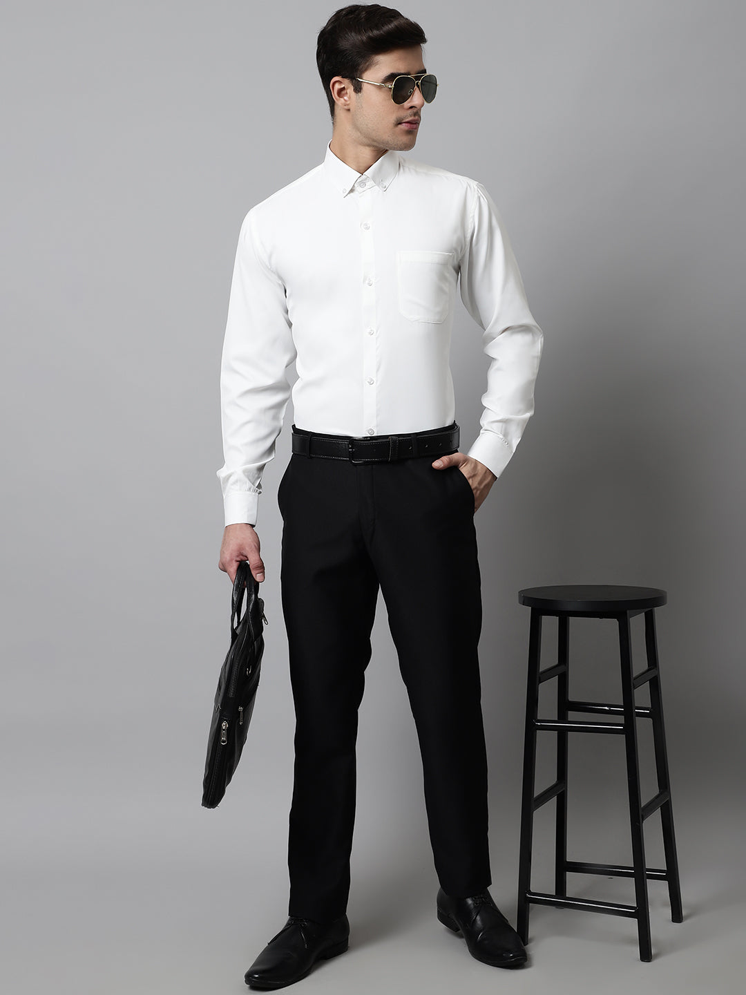 Jainish Men's White Classic Cotton Formal Shirt - Distacart