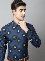 Thumbnail for Jainish Men's Blue Classic Printed Formal Shirt - Distacart