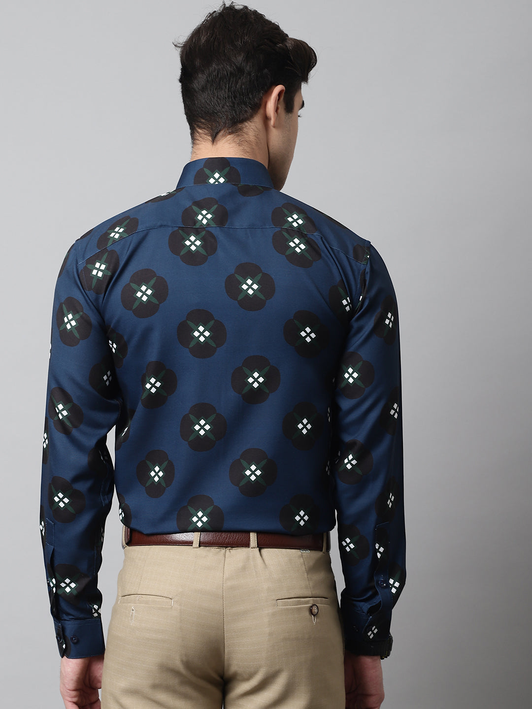 Jainish Men's Blue Classic Printed Formal Shirt - Distacart