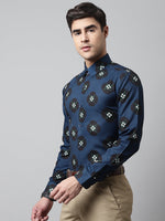 Thumbnail for Jainish Men's Blue Classic Printed Formal Shirt - Distacart
