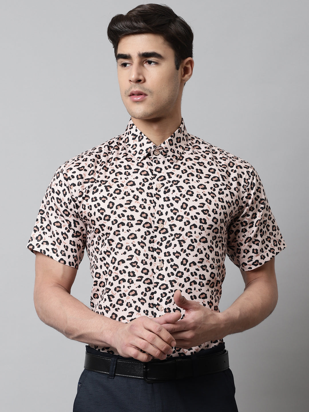 Jainish Men's Cream Classic Printed Formal Shirt - Cream - Distacart