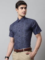 Thumbnail for Jainish Men's Navy Blue Classic Printed Formal Shirt - Distacart