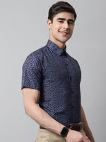 Thumbnail for Jainish Men's Navy Blue Classic Printed Formal Shirt - Distacart