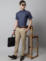 Thumbnail for Jainish Men's Navy Blue Classic Printed Formal Shirt - Distacart