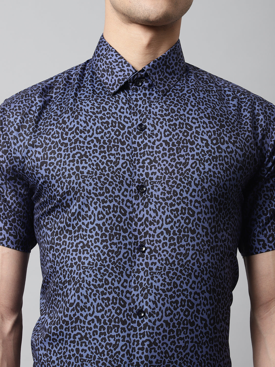 Jainish Men's Navy Blue Classic Printed Formal Shirt - Distacart