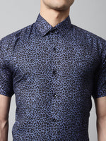 Thumbnail for Jainish Men's Navy Blue Classic Printed Formal Shirt - Distacart