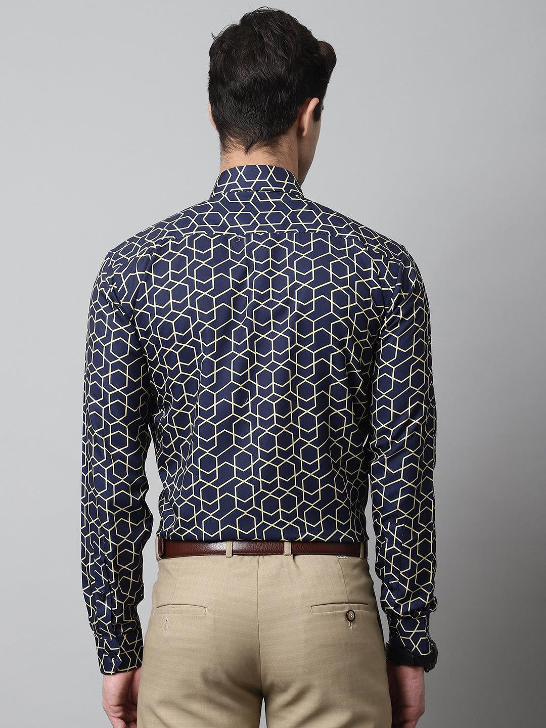 Jainish Men's Navy Blue Classic Printed Formal Shirt - Distacart