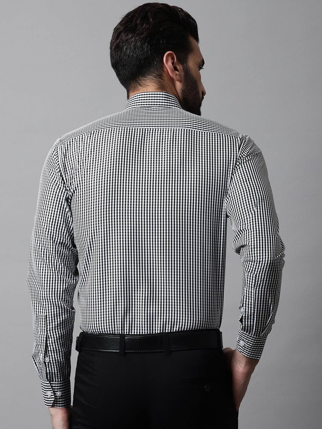 Jainish Men's Black Micro Checked Causal Shirt - Distacart