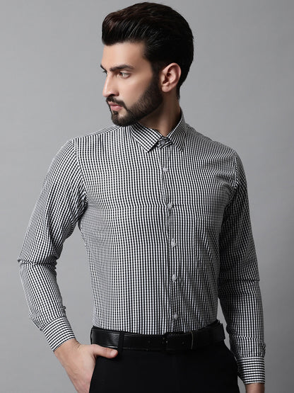 Jainish Men's Black Micro Checked Causal Shirt - Distacart