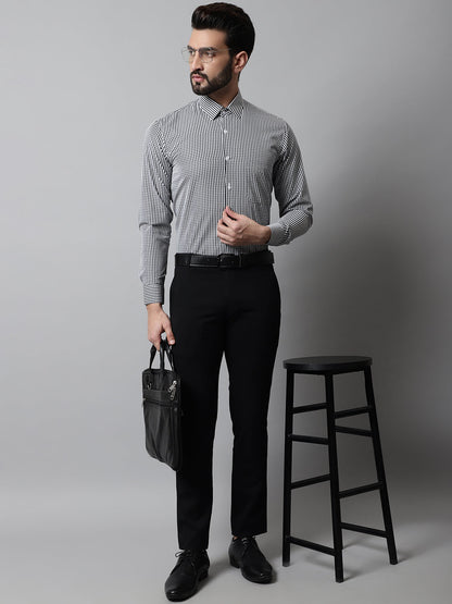 Jainish Men's Black Micro Checked Causal Shirt - Distacart