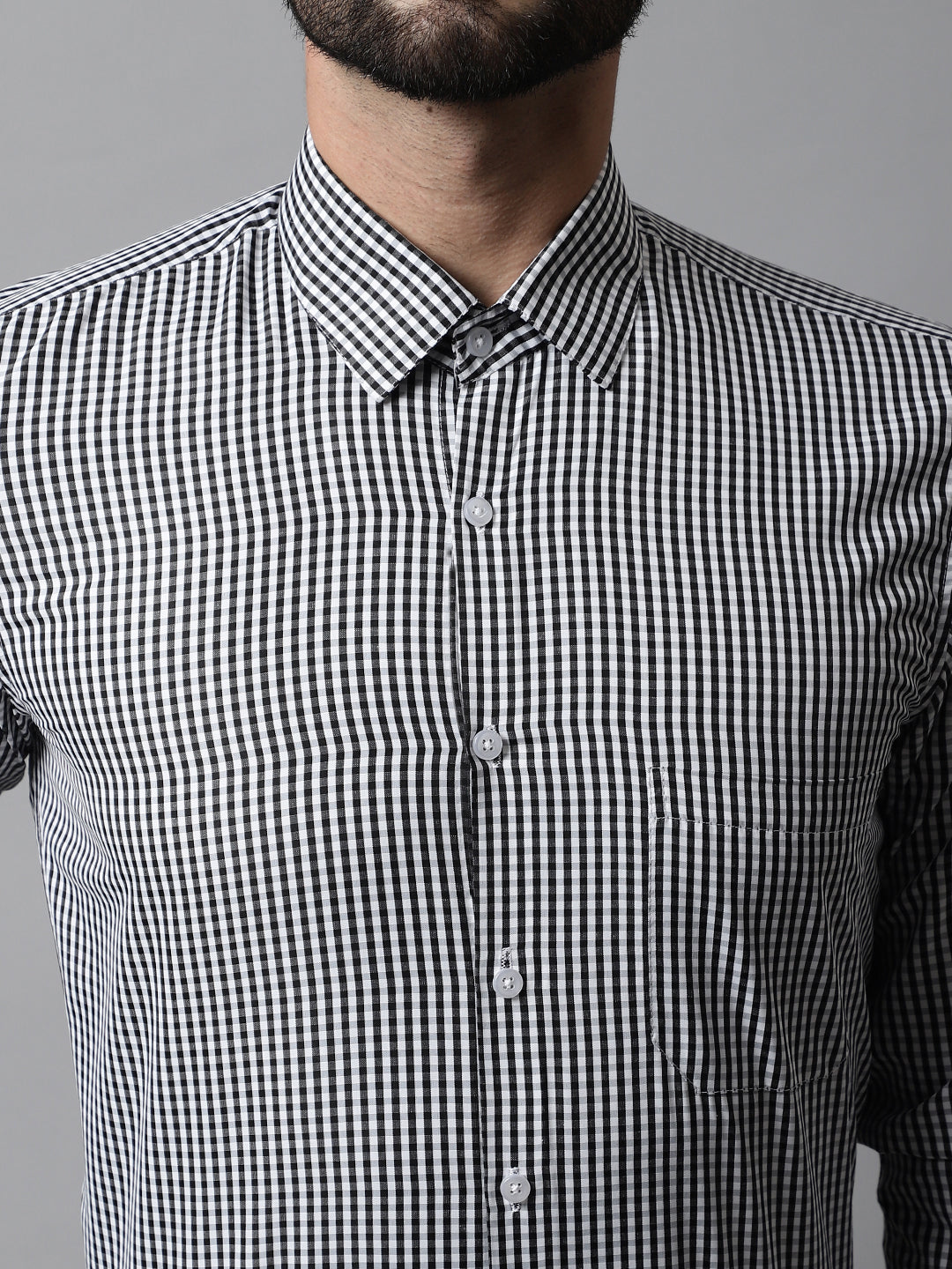 Jainish Men's Black Micro Checked Causal Shirt - Distacart