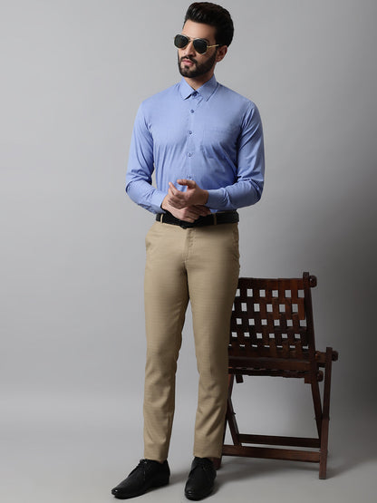 Jainish Men's Blue Classic Slim Fit Solid Formal Shirt - Distacart