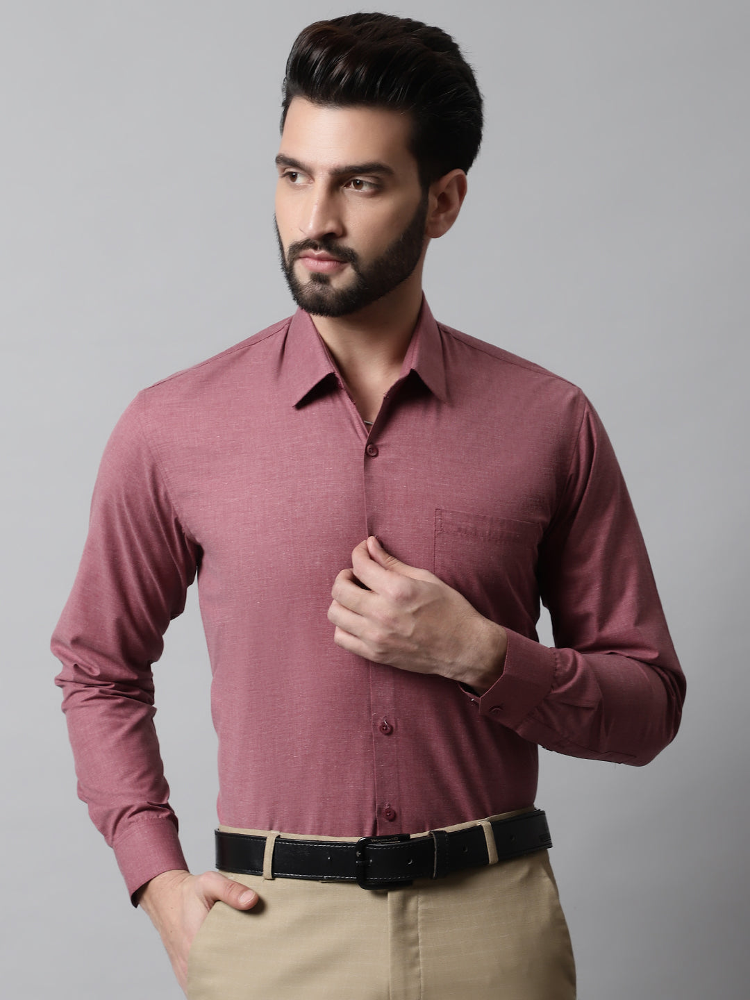 Jainish Men's Maroon Classic Slim Fit Solid Formal Shirt - Distacart