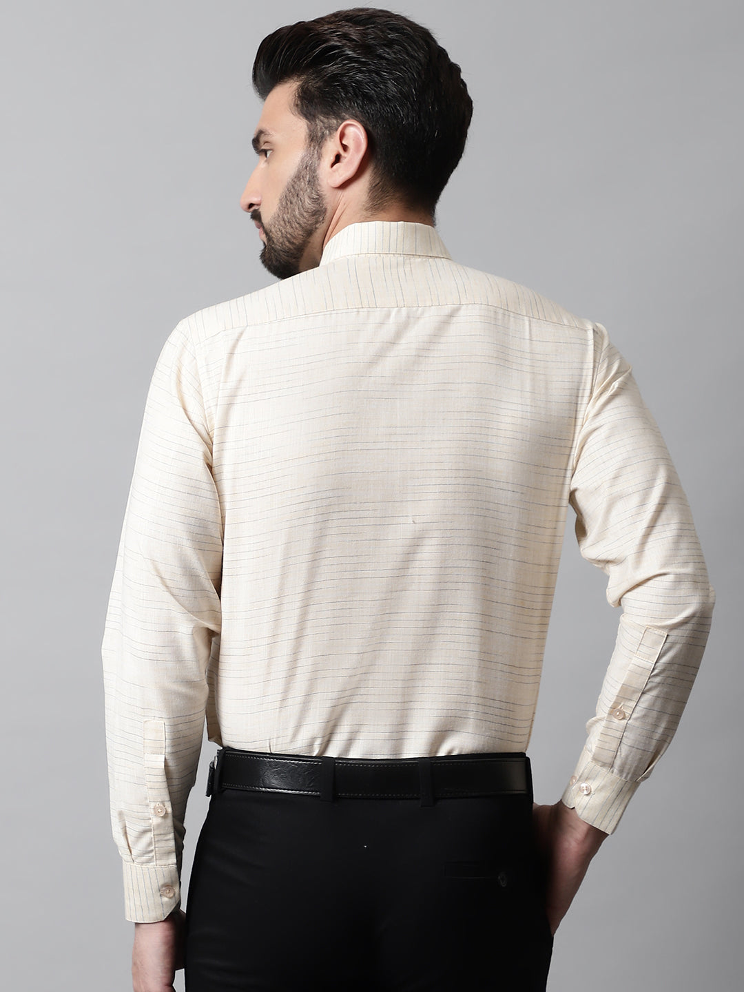 Jainish Men's Cream Cotton Classic Formal Shirt - Distacart