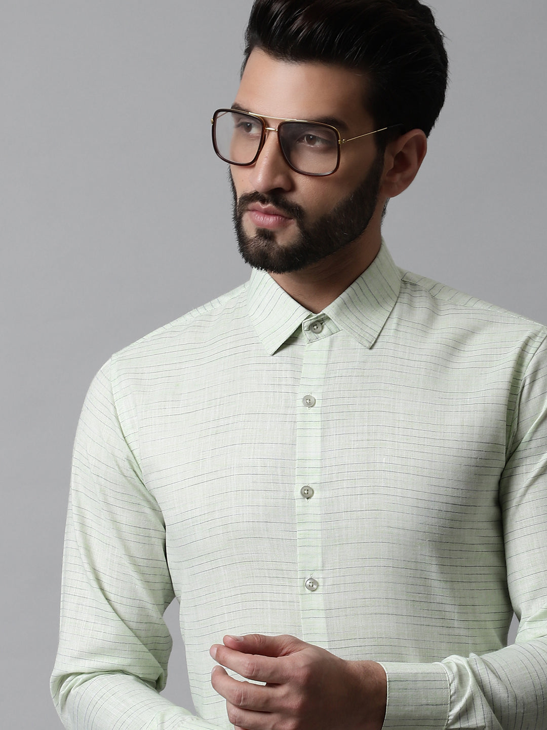 Jainish Men's Light-Green Cotton Classic Formal Shirt - Distacart