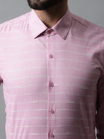 Thumbnail for Jainish Men's Pink Classic Striped Formal Cotton Shirt - Distacart