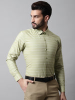 Thumbnail for Jainish Men's Pista Green Classic Striped Formal Cotton Shirt - Distacart