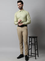 Thumbnail for Jainish Men's Pista Green Classic Striped Formal Cotton Shirt - Distacart