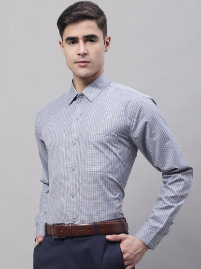 Jainish Men's Grey Micro Checked Formal Shirt - Distacart