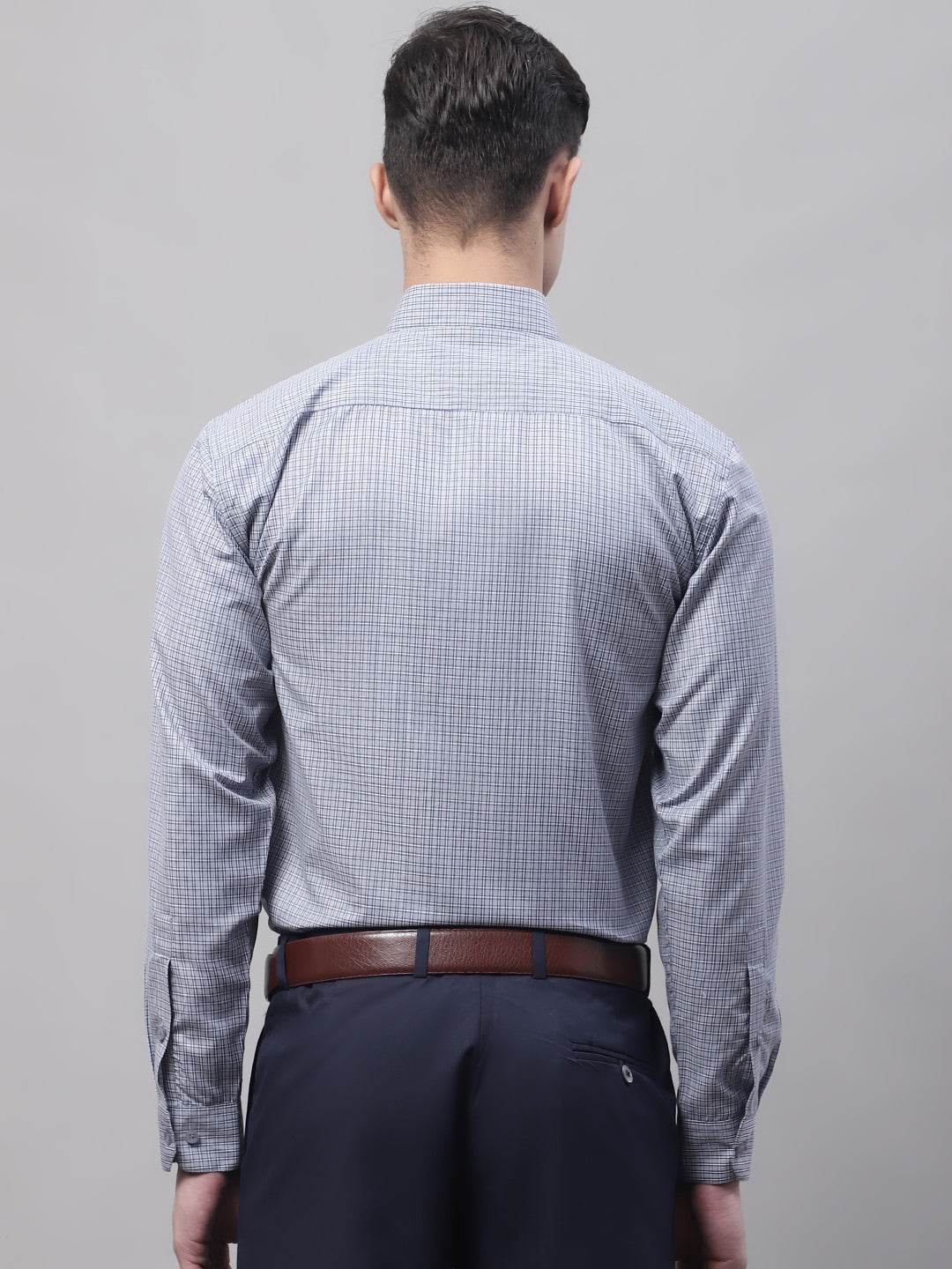 Jainish Men's Grey Micro Checked Formal Shirt - Distacart