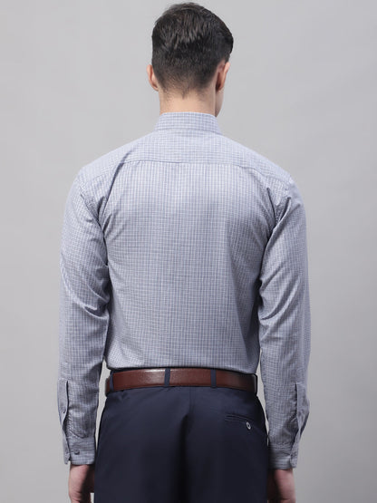 Jainish Men's Grey Micro Checked Formal Shirt - Distacart