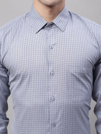 Jainish Men's Grey Micro Checked Formal Shirt - Distacart