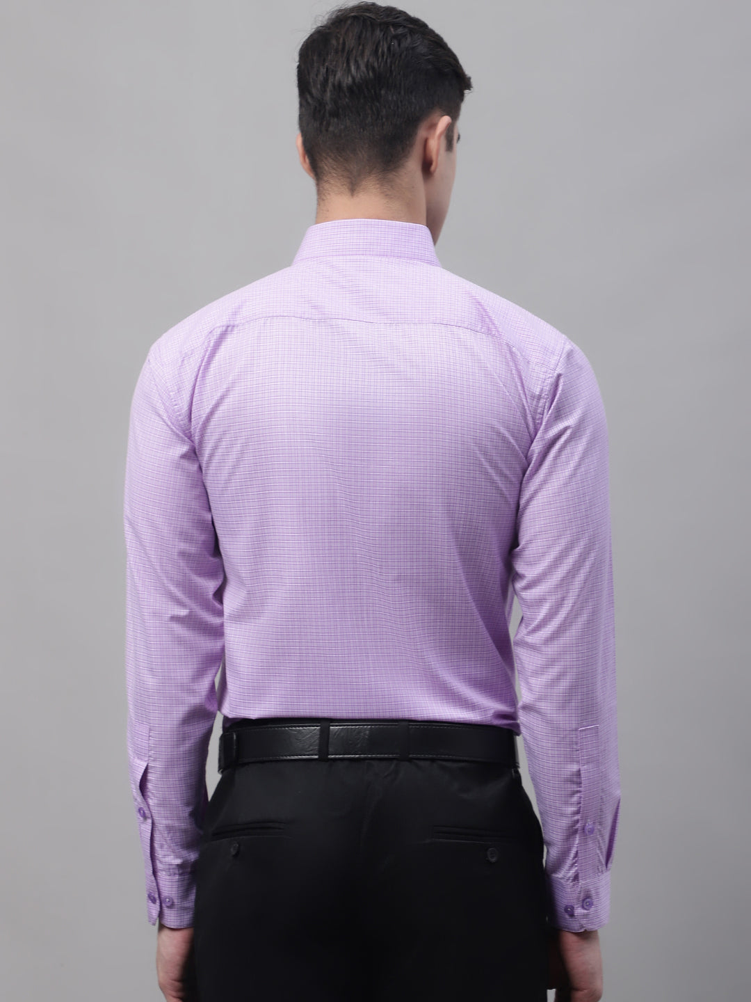 Jainish Men's Purple Micro Checked Formal Shirt - Distacart