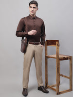 Thumbnail for Jainish Men's Coffee Dobby Textured Formal Shirt - Distacart
