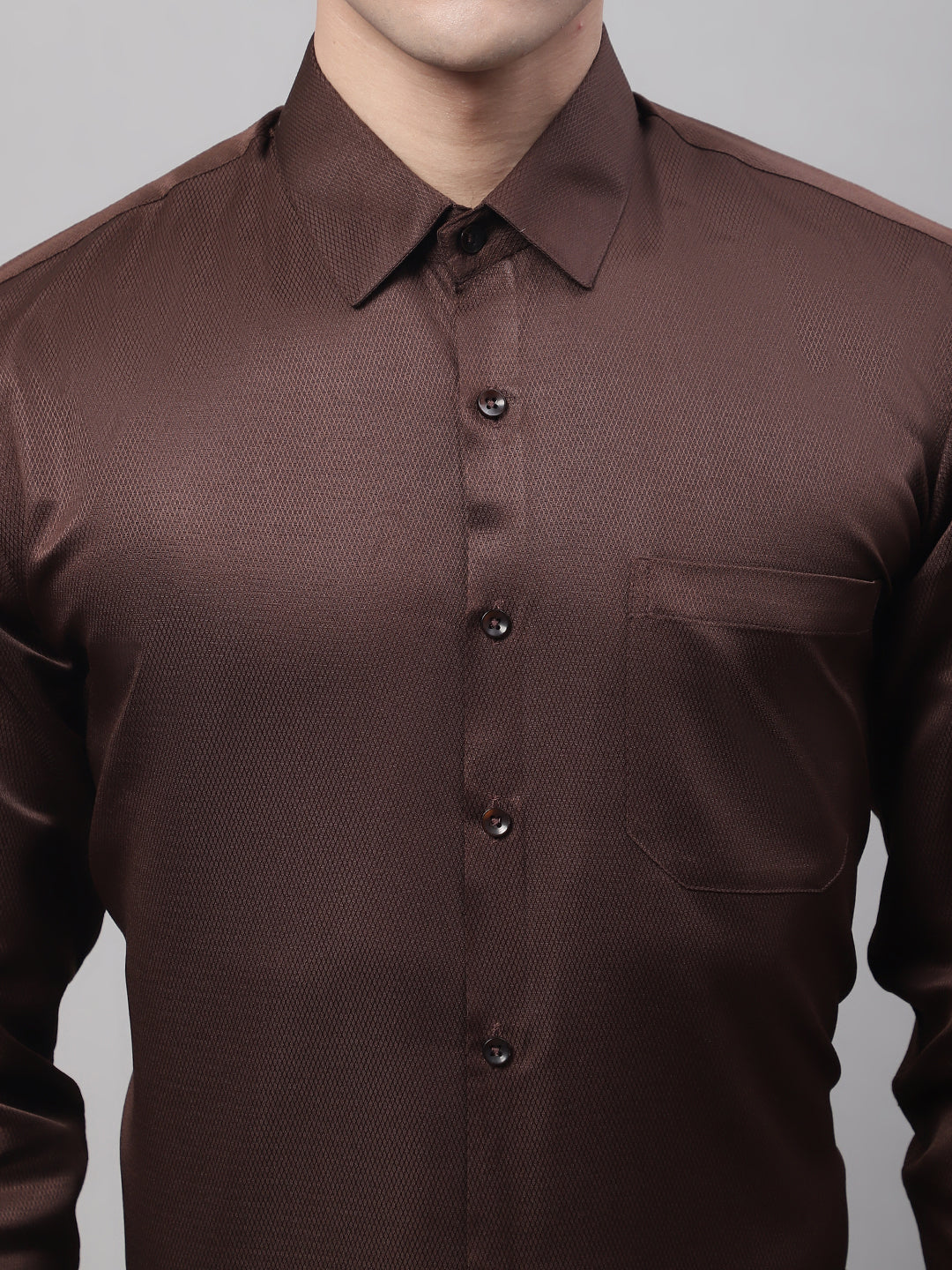 Jainish Men's Coffee Dobby Textured Formal Shirt - Distacart