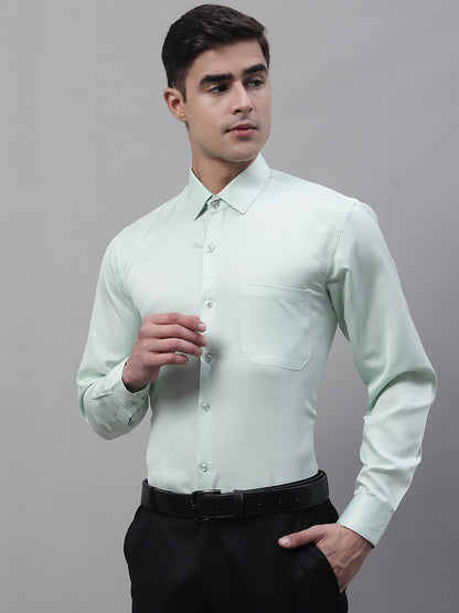 Jainish Men's Light-Green Dobby Textured Formal Shirt - Distacart