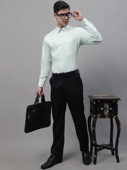 Jainish Men's Light-Green Dobby Textured Formal Shirt - Distacart