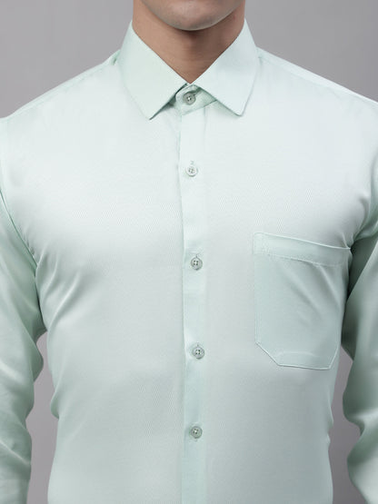 Jainish Men's Light-Green Dobby Textured Formal Shirt - Distacart